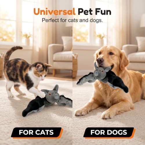 Flying Bat Toy for Dogs & Cats Flapping Wings Interactive Pet Toy (Parrot)