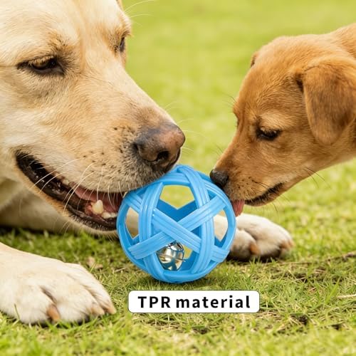 Dog Ball Toy with Bell for Small Dogs& Puppy, Small Dog Ball for Boredom Relief & Teething, TPR Chew Resistant Interactive Fetch Toy.