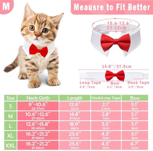 Dog Bowtie, KOOLMOX Tux Dog Collar for Weddings with Handcrafted Adjustable White Collar and Black Tie, Classic Neck Tie for Small to Medium Dogs Cats Puppies Valentine's Costumes