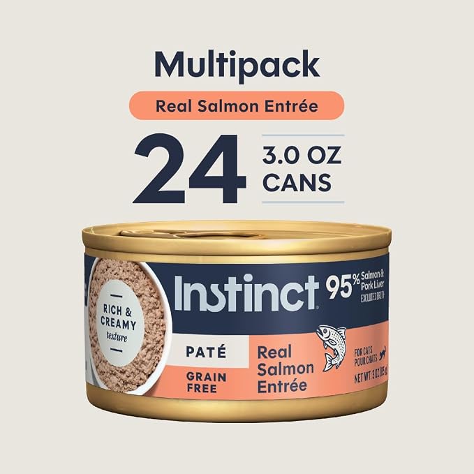Instinct Original Pate Wet Cat Food, Grain Free Recipe - Real Salmon, 3 oz. Cans (Pack of 24) | Rich & creamy pate texture, high protein, real salmon, whole-food ingredients, grain-free, hydration support
