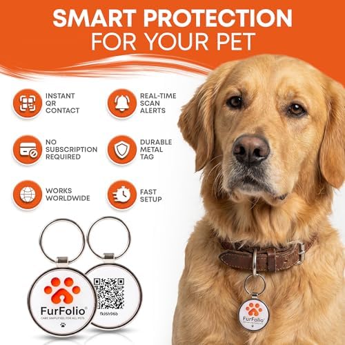 QR Code Dog Tag for Dogs & Cats – Smart Pet ID Tag – Scan to Contact Owner – No Subscription – Lost Pet Protection