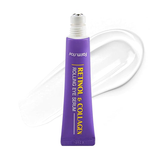 Farmstay Retinol Roll-on Eye Serum with 2% Niacinamide & Collagen – Hydrating Korean Eye Roller for Dark Circles, Puffy Eyes & Wrinkles – 0.84 fl. oz.