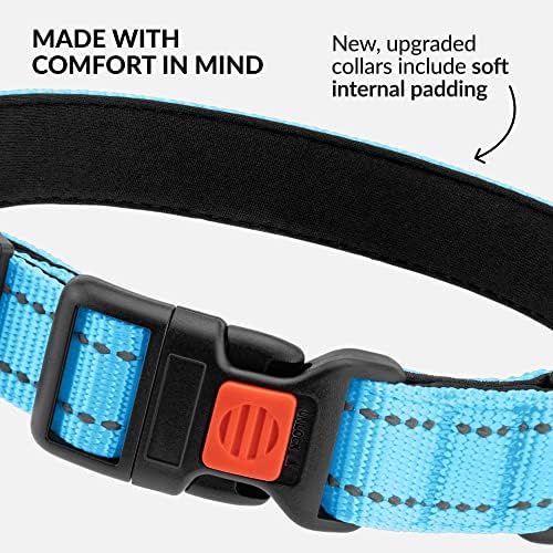 Reflective Dog Collar, Quick-Release Buckle (Light Blue, 14-18 Inch)