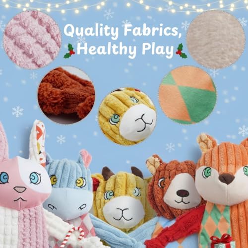 Nocciola 5PC No Stuffing Puppy Toys - Dog Toys Plushies Whimsical Variety Colors Animal Plush Toy with Squeaky Crinkle Sound to Keep Them Busy for Small Medium Dogs