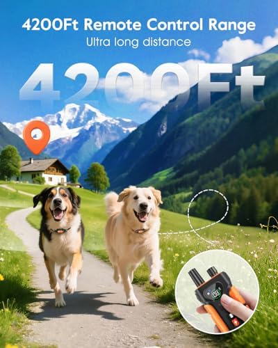 SLOPEHILL Dog Shock Collar 2 Dogs (8-140Lbs),4200FT Dog Training Collar | IP68 Waterproof e Collar with Beep,Vibration,Safe Shock,Flash Light,No Shock Model,Shock Collar for Dogs with Remote,Orange