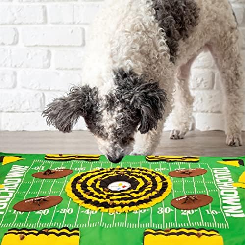 NFL Pittsburgh Steelers Dog Snuffle Mat – Interactive Pet Slow Feeder, Football Field Design Food Puzzle Toy for Dogs & Cats, Foraging Activity Mat for Smarter Feeding
