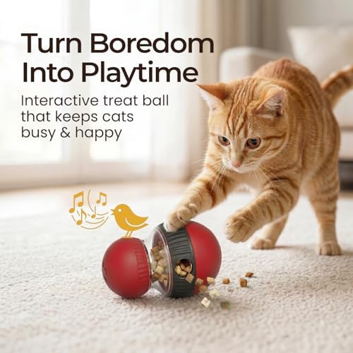 Interactive Cat Treat Toys Puzzle Feeder with Fun Bird Sound