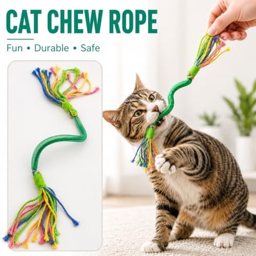 Interactive Catnip Toys for Indoor Cats, Silvervine Sticks for Cats & Cat Chew Rope Toy for Teeth Cleaning, Cat Crinkle Balls for Kitten Training and Play, Cat Toys Set for All Breeds 8Pack