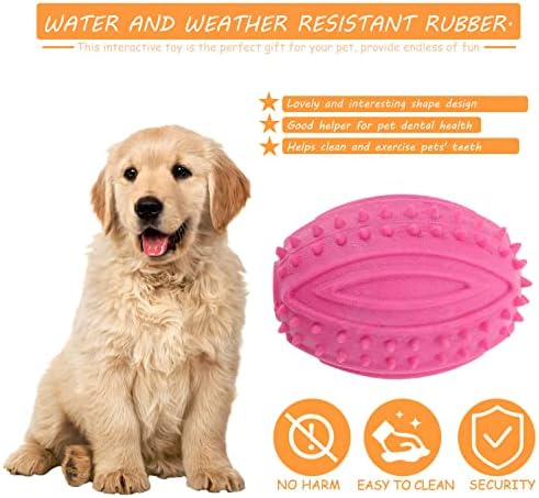 UEETEK Dog Rugby Ball Chew Toys : 4Pcs Interactive Dog Toys High Bounce Football for Puppy Teething Playing Training, 3.74x2.28x2.28 inch (Random Color)