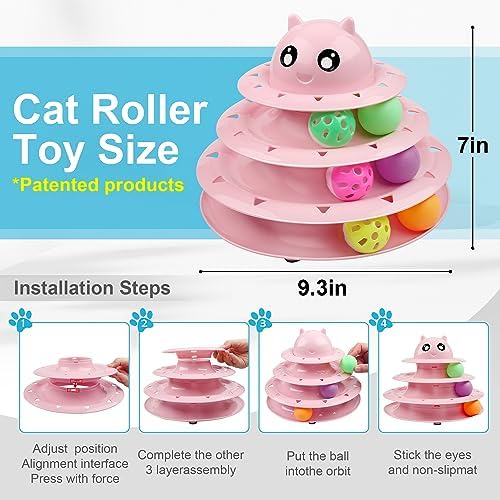 UPSKY 24 PCS Cat Toys Set with Teaser, Mice, Spring, and Various Ball Toys | Puzzle Kitten Toys, Sturdy Structure, Detachable Design, Easy to Assemble, Anti-Slip, Reduces Boredom for Indoor Cats