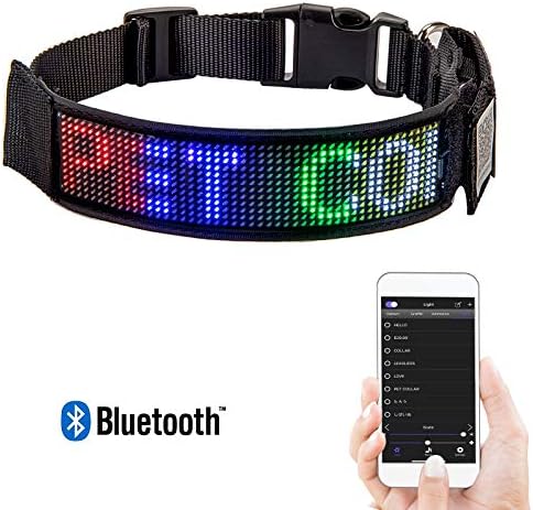 Leadleds Programmable LED Collar Flashing Light Up Rechargeable Pet Dog Safety Collar Glow in The Dark Light-up Neck Loop - Mixcolor LED