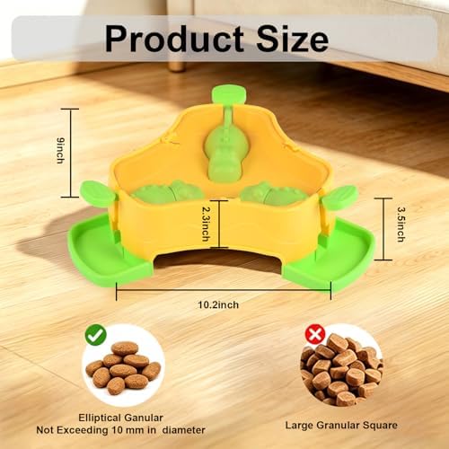 Dog Cat Treat Dispenser Slow Feeder Toy, 3-in-1 Interactive Dog Puzzle Press Toys, Dog Enrichment Toy No-Slip Interactive Brain Training Toys for Smart Dog Cats (Yellow/Green)
