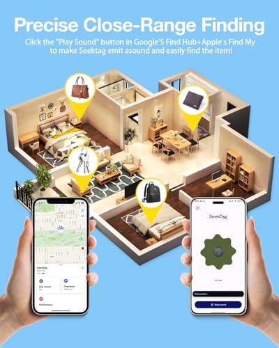 Air Tags for Android,Air Tags-4 Pack Android,Air Tracker Tags with 4 Case,2 Year Battery Life,Google & Apple Find Trackers for Google'S Find Hub App & Apple Find My,IP65 Waterproof Luggage Tracker