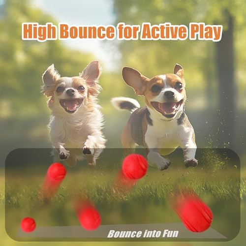 YoFellas Solid Red Rubber Dog Toy – Ultra Bounce, Indestructible Chew & Fetch Toy for Aggressive Chewers, Interactive Training for Small to Large Dogs (M, Striped)