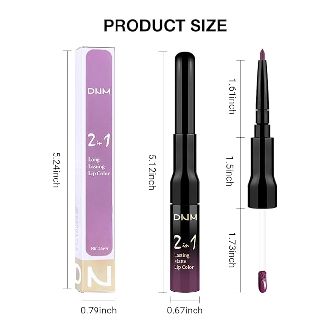 evpct 1Pcs Dark Purple Plum Matte Lip Liner and Liquid Lipstick Stain Makeup Set for women, Purple Long Lasting Smudge Proof Lipstick labiales matte mate larga duracion listip 24 hours originales,01#
