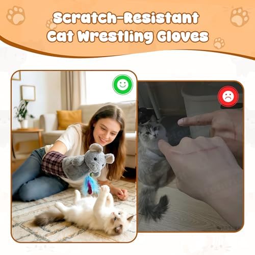 Homrich Interactive Cat Hand Puppet with Catnip & Feathers, Tough Padding