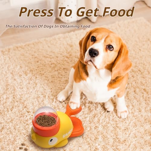 Duck Cat Treat Dispenser, Interactive Button-Operated Slow Feeder with 3 Grain Bin Covers, Puzzle Toy for IQ Training & Mental Stimulation (2pcs White)