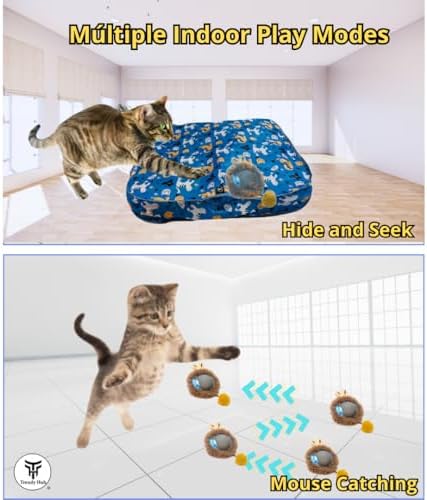 Interactive Cat Toys Fast Rolling Ball in Pouch for Bored Indoor Adult Cats, Automatic Motion Activated Ball; Hide and Seek Game for Exercise Kicker, Cat's Gift, Rechargeable Kitten Toys