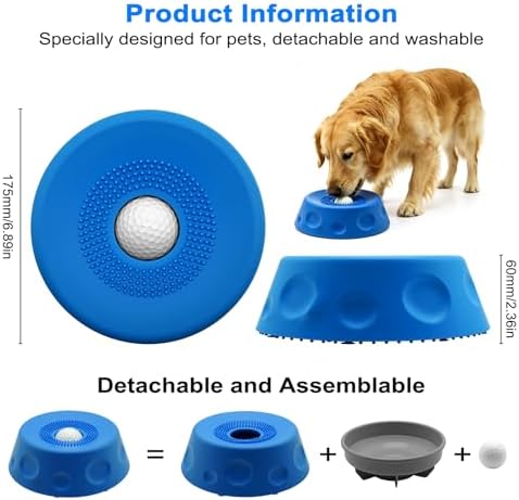 Dog Lick Bowl - Dog Enrichment Toy, Non-Slip Rolling Ball, 280ML, Blue