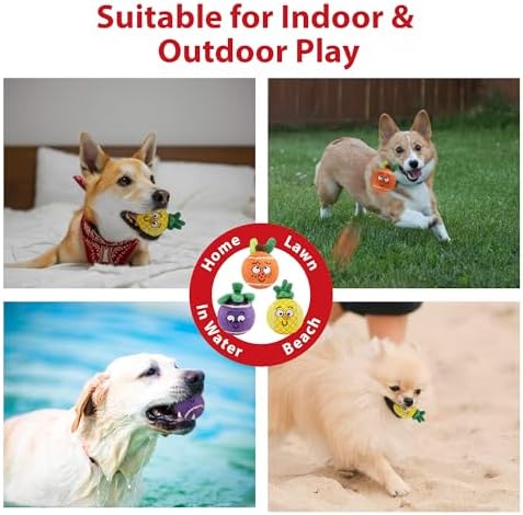 Gigwi Squeaky Tennis Balls for Dogs, 3 Pack Fruit Dog Ball for Medium Dogs