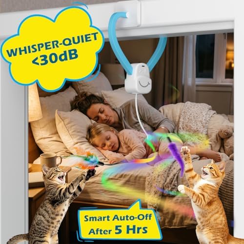 Interactive Automatic Cat Toy, 360° Rotating Feather Wand, Type-C