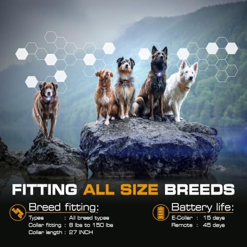 INVIROX Ultra K9 Shock Collar for Large Dogs with 124 Training Levels | Veteran-designed, for Reactive Stubborn or Hard-to-Train Dogs, ¾ Mile Range, Night-Light Mode, Safe Communication
