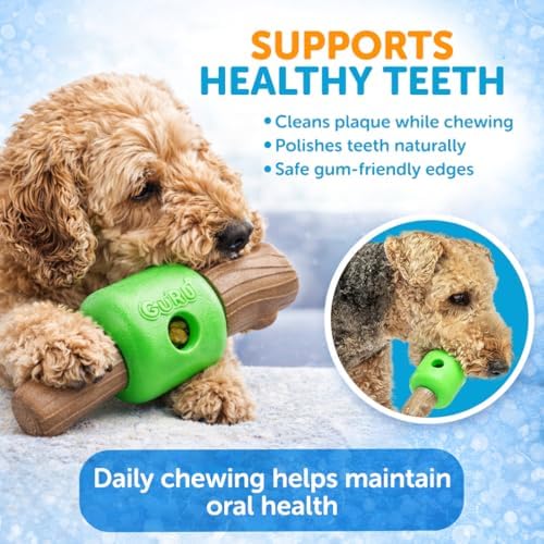 GURU Large Spin & Treat Stick Toy- Interactive Dog Toy with Spinning Treat Dispenser- Durable Dog Stick Toy with Bacon-Flavored Ends for Safe Chewing & Dental Fun-Dog Treat Toys Keep Dogs Busy & Happy