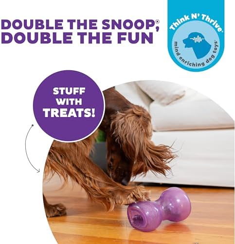 Outward Hound Double Snoop Interactive Treat Dispensing Dog Toy, Purple, 6" | Rolls & Bounces, Treat Stuffer, Puzzle Ball & Slow Feeder, Enrichment, Mint Scented, Easy Clean, No BPA, Medium to Large Dogs