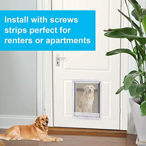 CEESC Large Dog Door for Pets Up to 220 lb, Weatherproof Pet Door with Magnetic Flap, Sturdy Weatherproof Panel and Snap-in Closing Panel Included, Suitable for Interior and Exterior Doors(XXL,White)