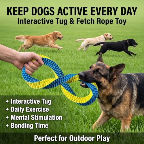 Dog Tug Toy, Interactive Rope Toy for Fetch & Tug, Figure 8 Design，Large