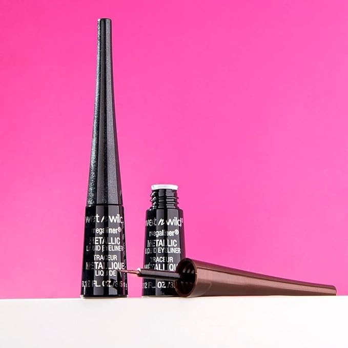 wet n wild MegaLiner Liquid Eyeliner - Metallic, Cosmic Black (Pack of 2)