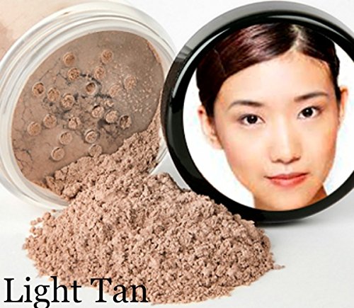 STARTER SET w/SETTING SPRAY MIST (LIGHT TAN) Mineral Makeup Kit Bare Face Matte Sheer Foundation Cover