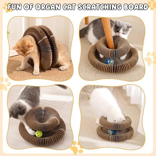 2-Pack Upgraded Kitty Curls Cat Scratcher, Magnetic Multi Shape Twisty Paws Cat Toy with Play Ball, Interactive Cats Toys for Indoor, Flexible Scratcher for Protection Furniture