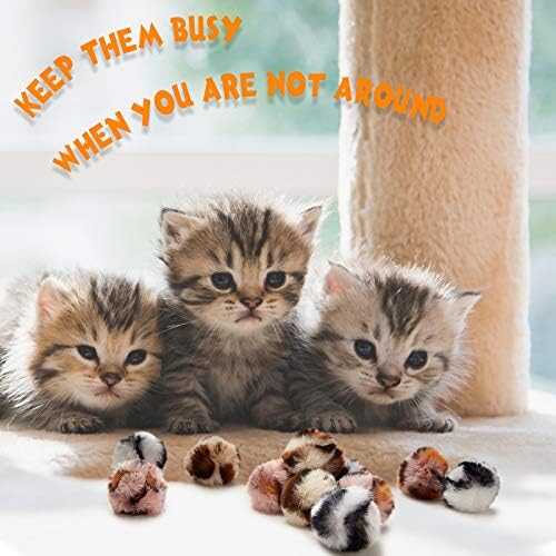 Weewooday 12 Pcs Large Fuzzy Cat Pom Pom Balls Plush Toys, Pink, Leopard