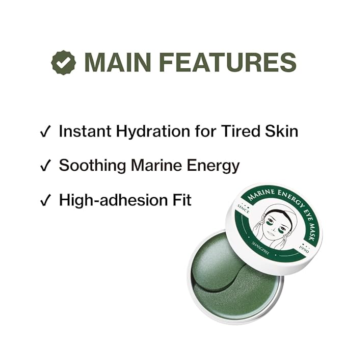 SHANGPREE Marine Energy Eye Mask (Eyepatches) 30 Pairs, Hydration & Soothing Relief, Spirulina & Marine Complex, Sooth & Revive Tired Eyes, Cooling & Refreshing, for Sensitive Skin