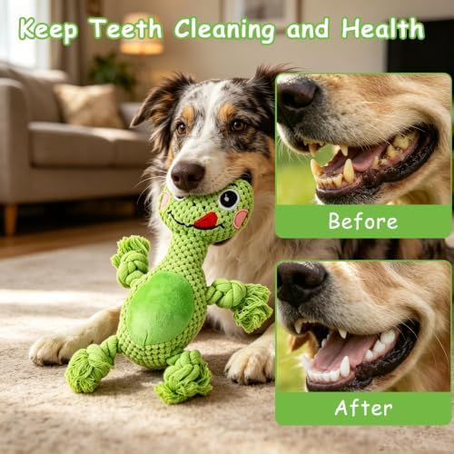 Plush Squeaky Chew Toy for Small Medium Large Dog,(Green Frog)