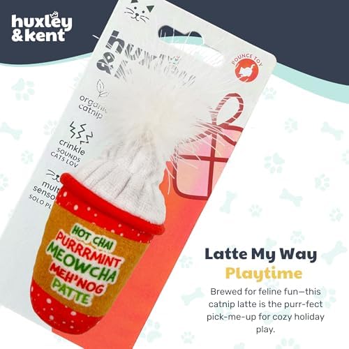 Huxley & Kent Plush Crinkle Catnip Cat Toy, Latte My Way