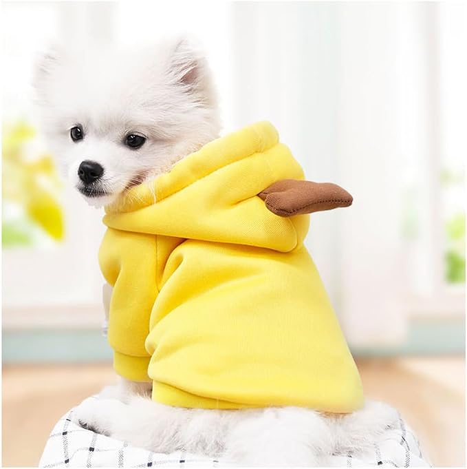 Dog Hoodie Warm Autumn Winter Pet Sweatshirt Yellow Banana Shape, M | Cute styling Pet Clothing Coat For 2-25 Lbs Small Medium Dog Cat French Bulldog Chihuahua Pug Boston Terrier Poodle Dachshund