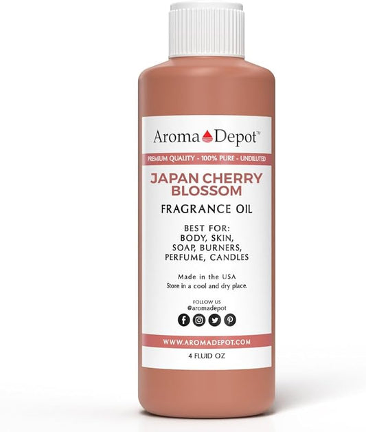 Aroma Depot 4 fl oz Japanese Cherry Blossom Fragrance Oil – Scent for Candle Making, Soap Making, Wax Melts, Diffusers, Body Oil Blends & Incense (120ml)
