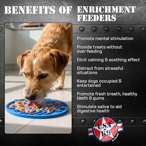 SodaPup USA K9 Stars and Stripes eMat – Durable Enrichment Feeder Lick Mat for Dogs & Cats, Non Toxic Pet Safe Food Safe Material, Made in USA, Slow Feeder for Calming & Digestive Health