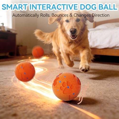 Interactive Dog Toy Ball, Smart Automatic Moving Dog Toy for Medium Large
