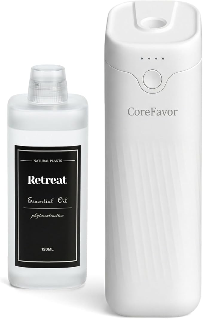 Waterless Essential Oil Diffuser, 4.06fl oz(120ml) Portable Battery Operated Cold Air Aroma Scent Machine, 4 Intensity Levels, Quiet Diffuser for Bdrm Office Bath Car (Retreat 1)