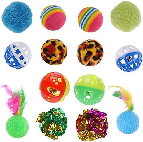 QBSM Cat Christmas Plaid Pet Paw Stockings with 26 Pcs Cat Toys for Cats and Kitten