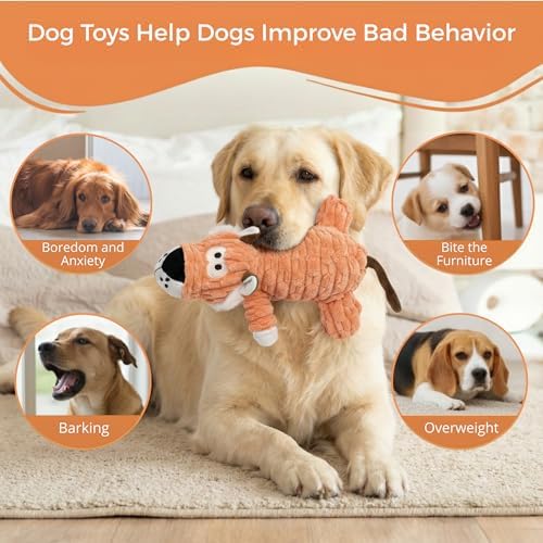 2026 New Plush Dog Toy, Squeaky Dog Toys with Crinkle Paper, Soft Stuffed Interactive Chew Toy for Small, Medium and Large Dogs.