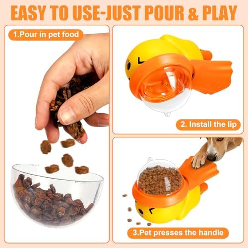 Interactive Dog Toy Food Puzzle, Treat Dispensing Slow Feeder for Dogs & Cats, Enrichment Toy to Reduce Boredom, IQ Training Toy, Pet Food Dispenser with DIY Stickers