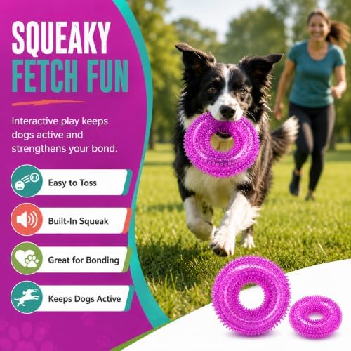 Squeaky Dog Toys for Aggressive Chewers, Floating Donut Ring for Large Dogs