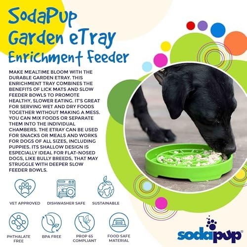 SodaPup Garden eTray – Durable Enrichment Feeder Made in USA from Non-Toxic, Pet-Safe, Food Safe Material for Mental Stimulation, Calming, Slowing Down Eating, Healthy Digestion, & More