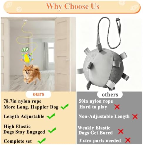 ASOCEA Hanging Dog Toy with Suction Cup, Colorful Squeaky Play Ball