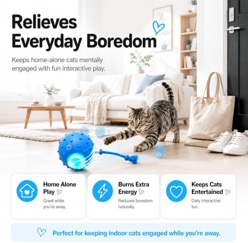AWISH Cat Enrichment Toy, Interactive Rolling Ball for Indoor Cats