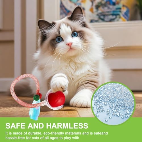 2 Pack Interactive Cat Toy Balls for Indoor with Elastic Mesh Tail